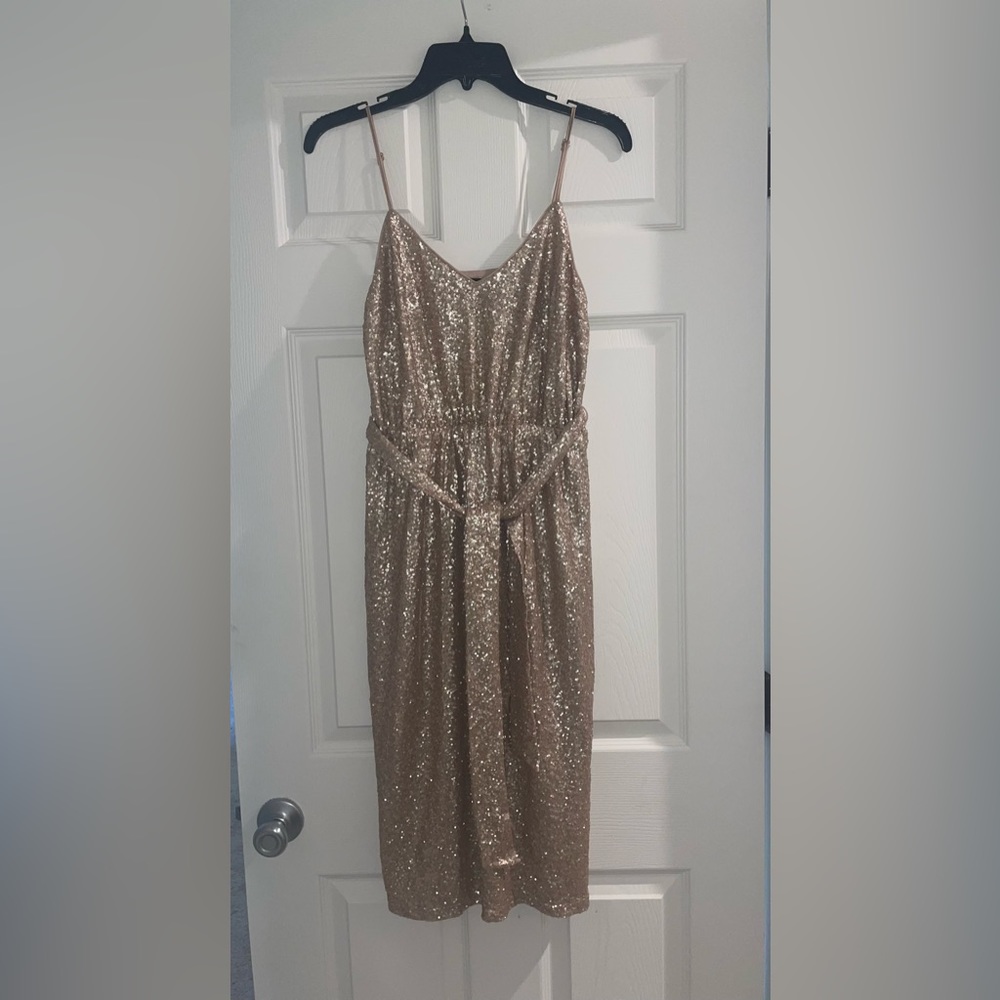 Express Gold Sequin Midi Dress - Size S